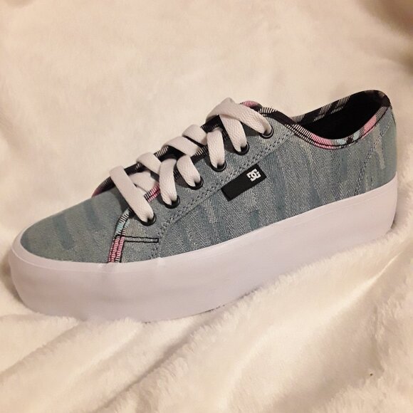DC Denim and Plaid Recycled Vegan Platform Sneakers - Picture 1 of 8
